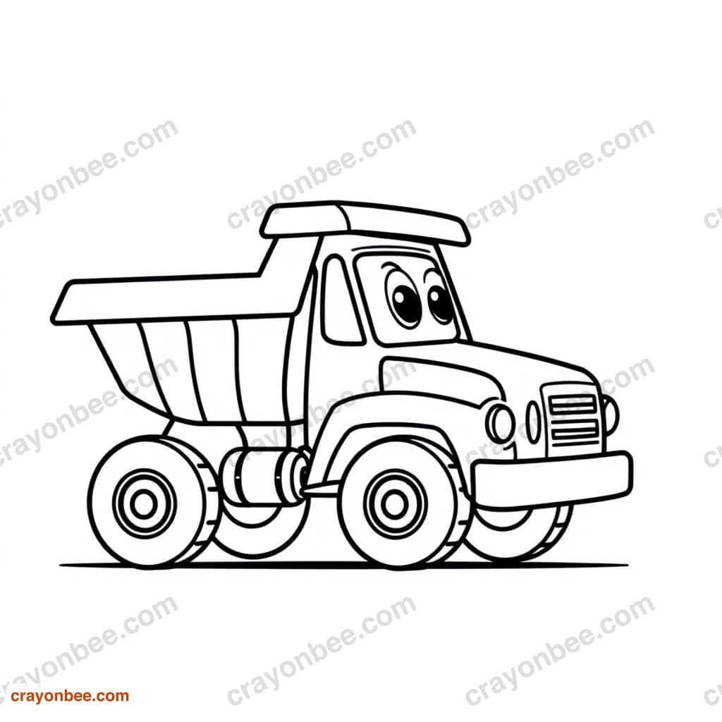 Dump Truck Coloring Page — Free Printable PDF