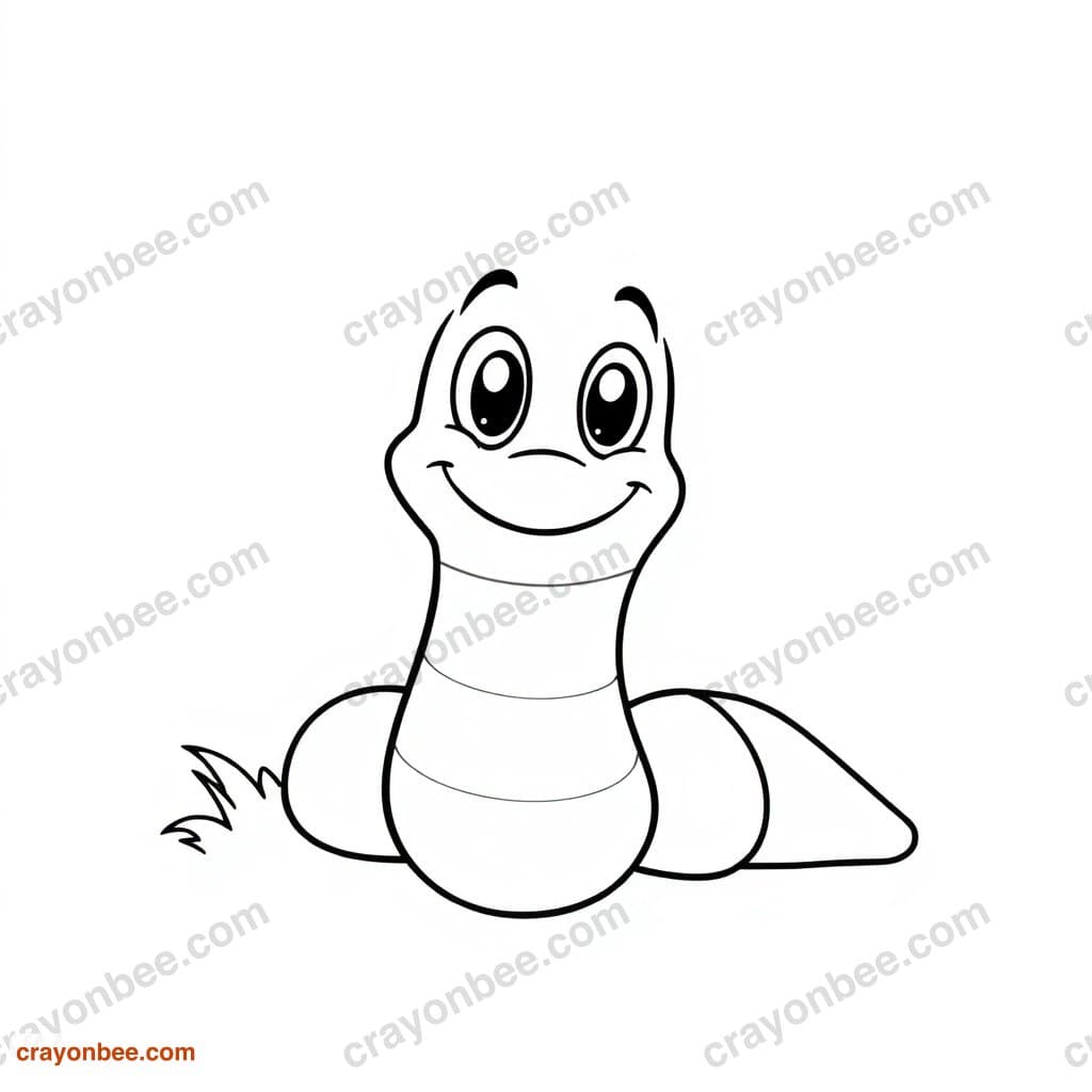 Earthworm Smiling Coloring Page — Free Printable PDF