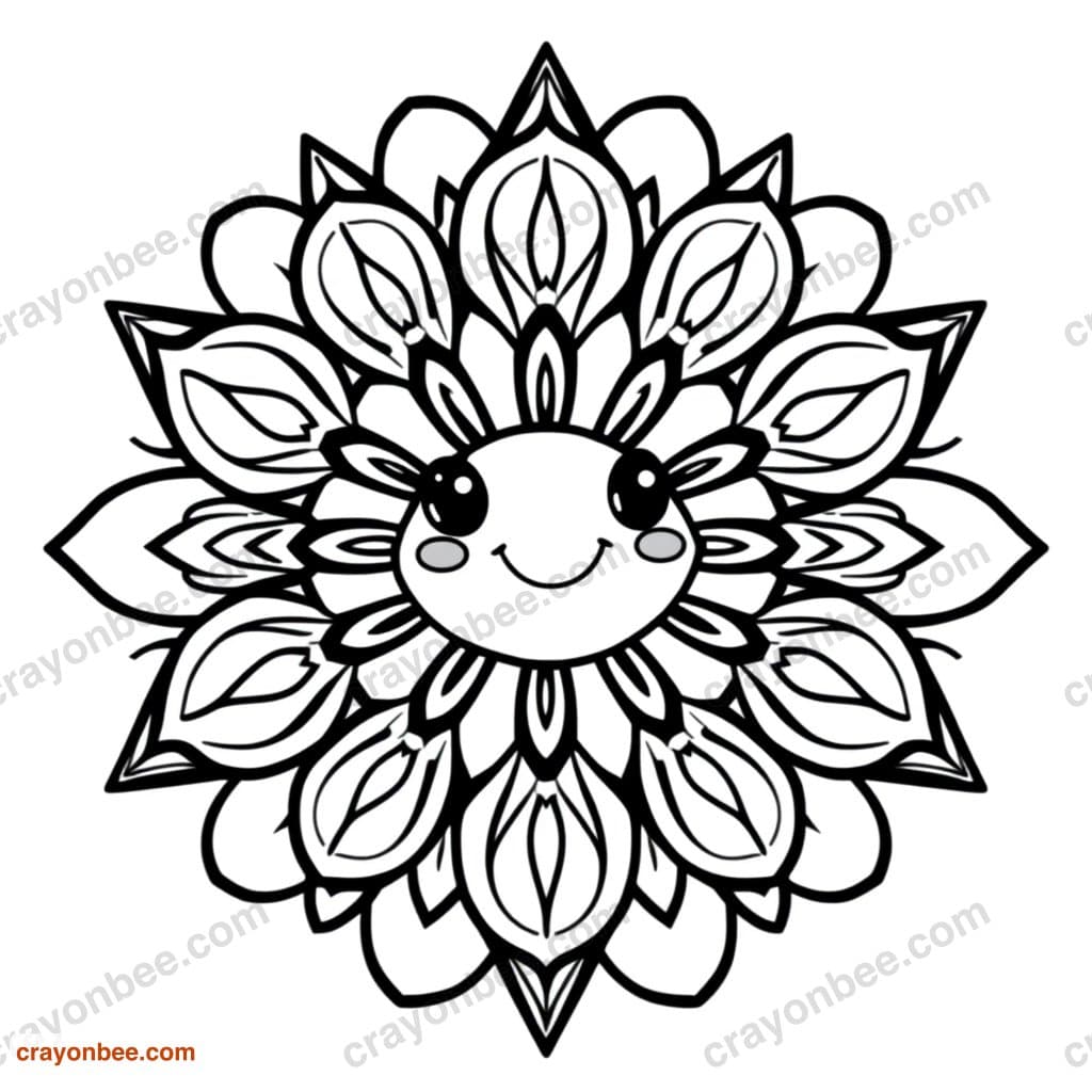 Easy Flower Mandala Coloring Page — Free Printable PDF