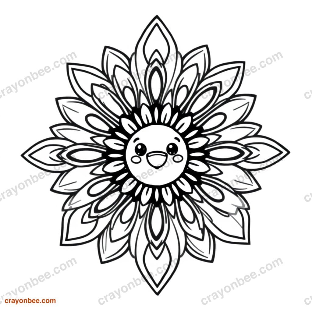 Easy Mandala Flower Coloring Page — Free Printable PDF