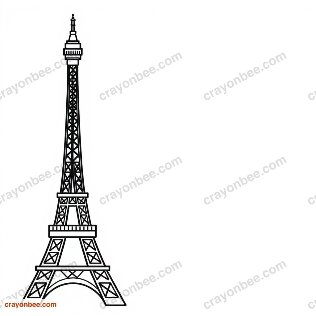 Eiffel Tower Cute Coloring Page — Free Printable PDF