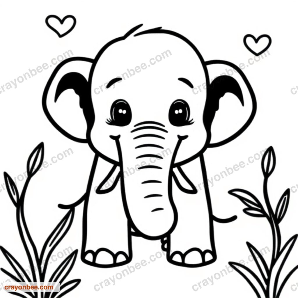 Elephant Coloring Page — Free Printable PDF