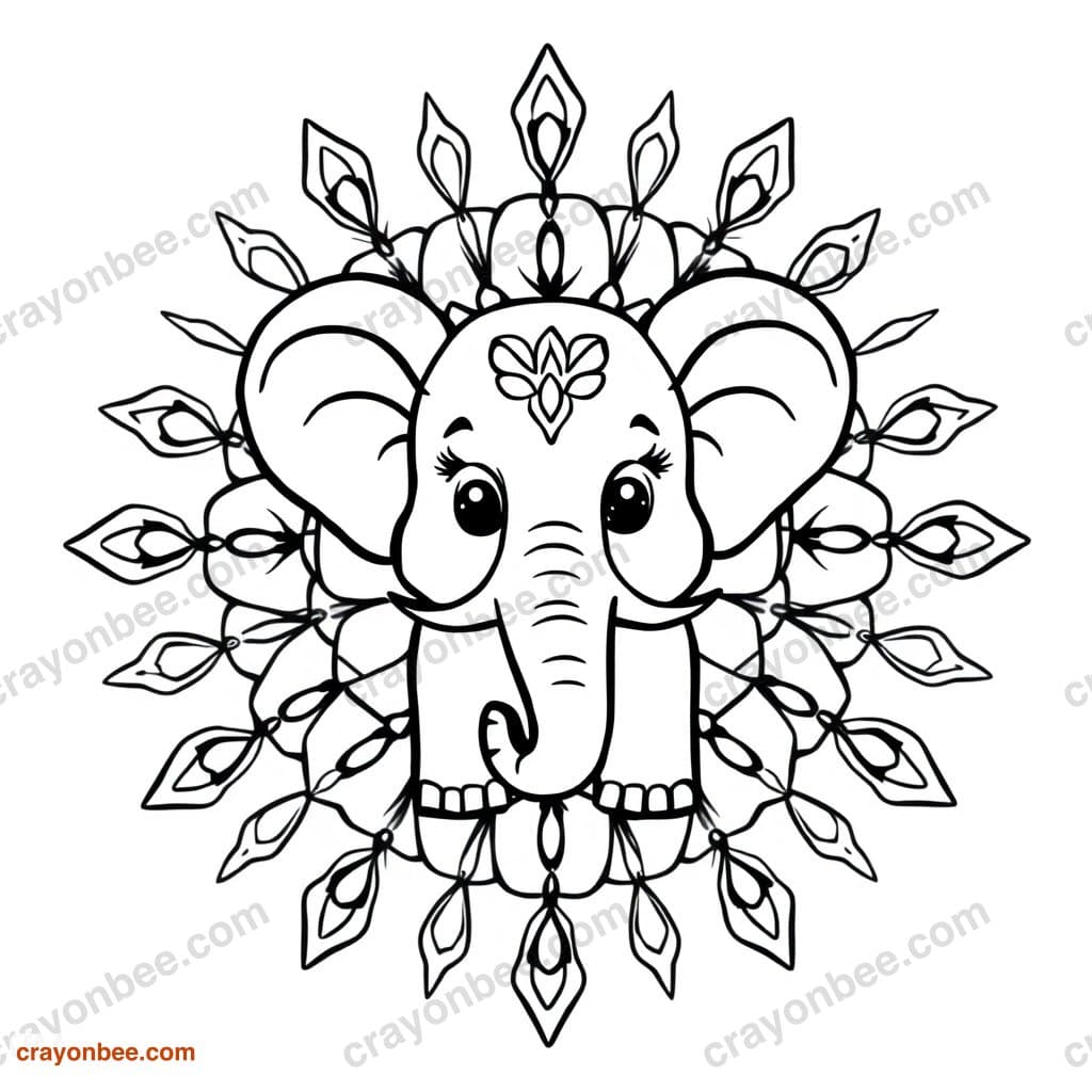 Elephant Mandala Coloring Page — Free Printable PDF
