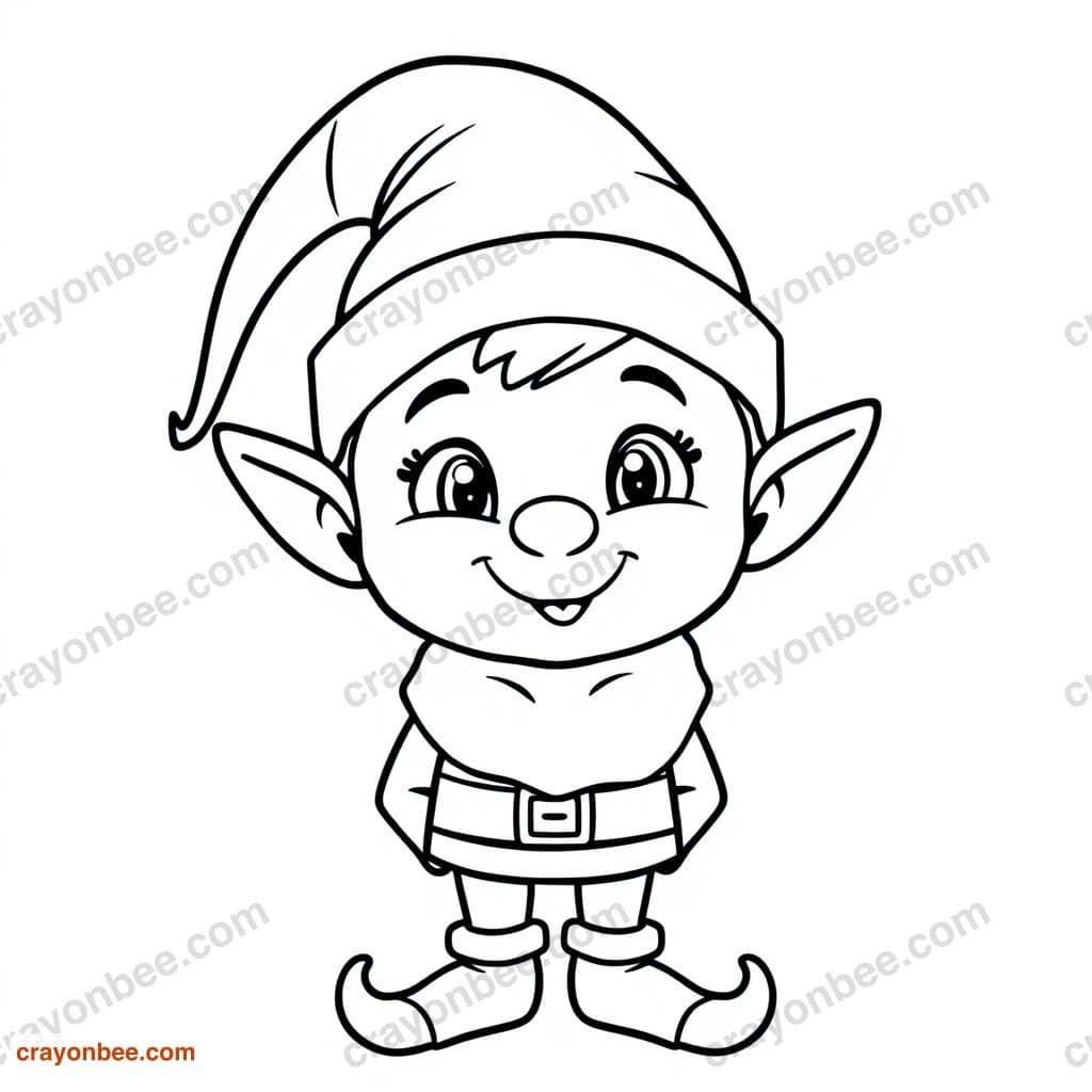 Elf Helper Coloring Page — Free Printable PDF