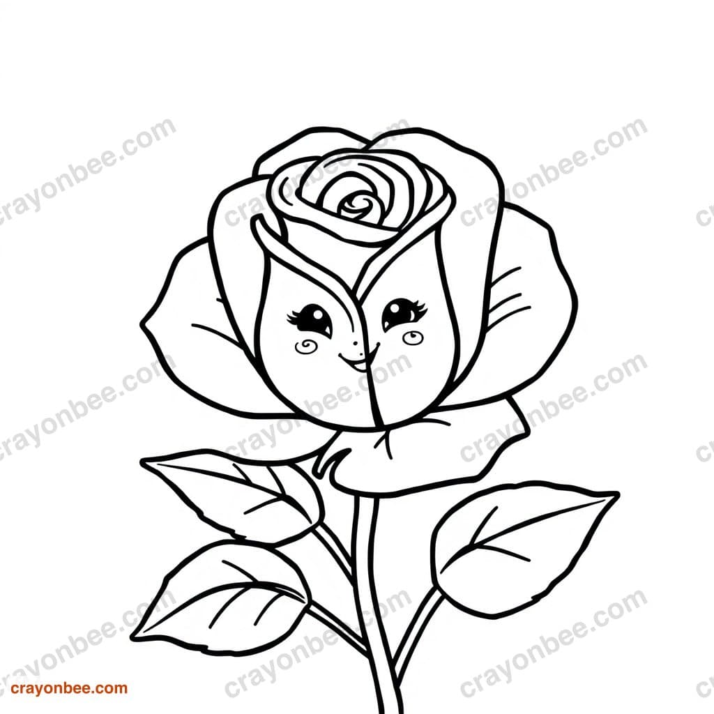 Enchanted Rose Coloring Page — Free Printable PDF