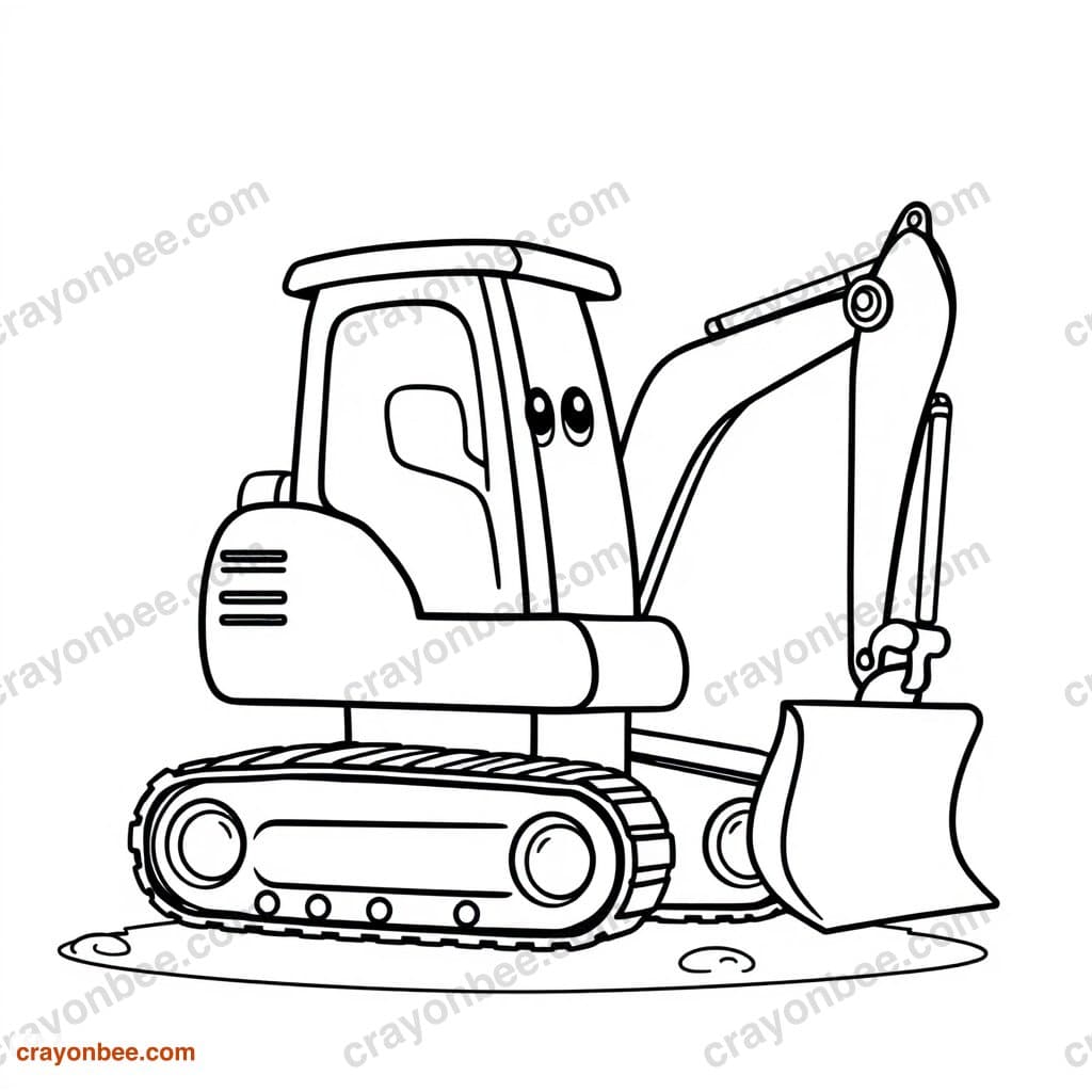 Excavator Coloring Page — Free Printable PDF