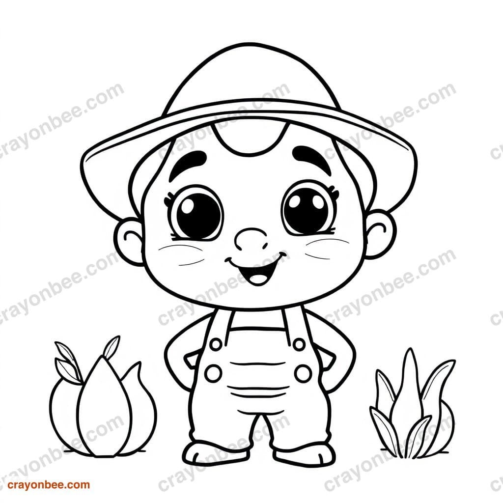 Farmer Coloring Page — Free Printable PDF