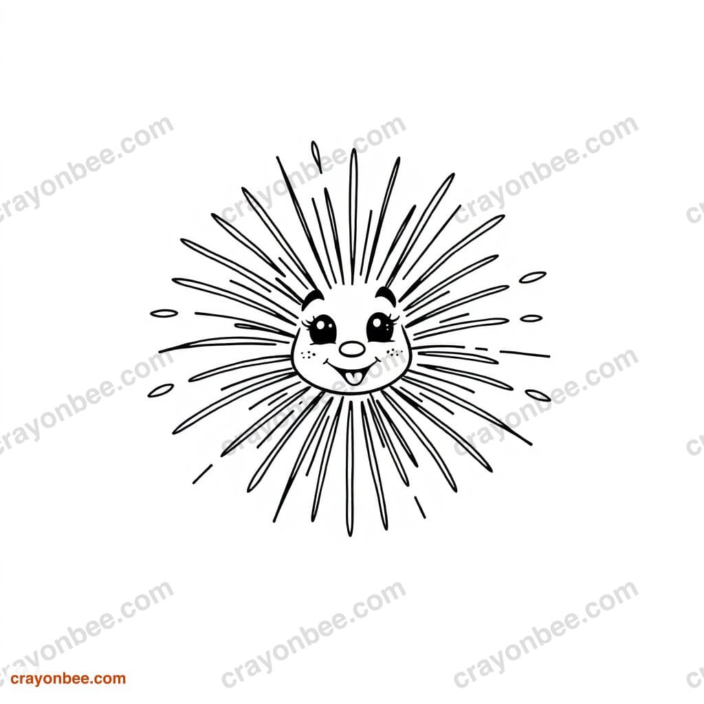 Fireworks Burst Coloring Page — Free Printable PDF