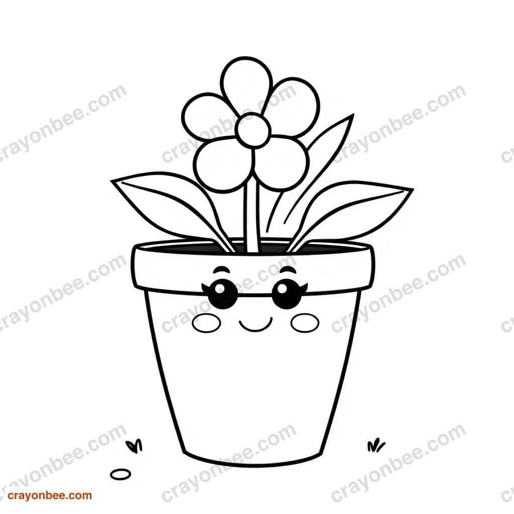 Flower Pot Coloring Page — Free Printable PDF