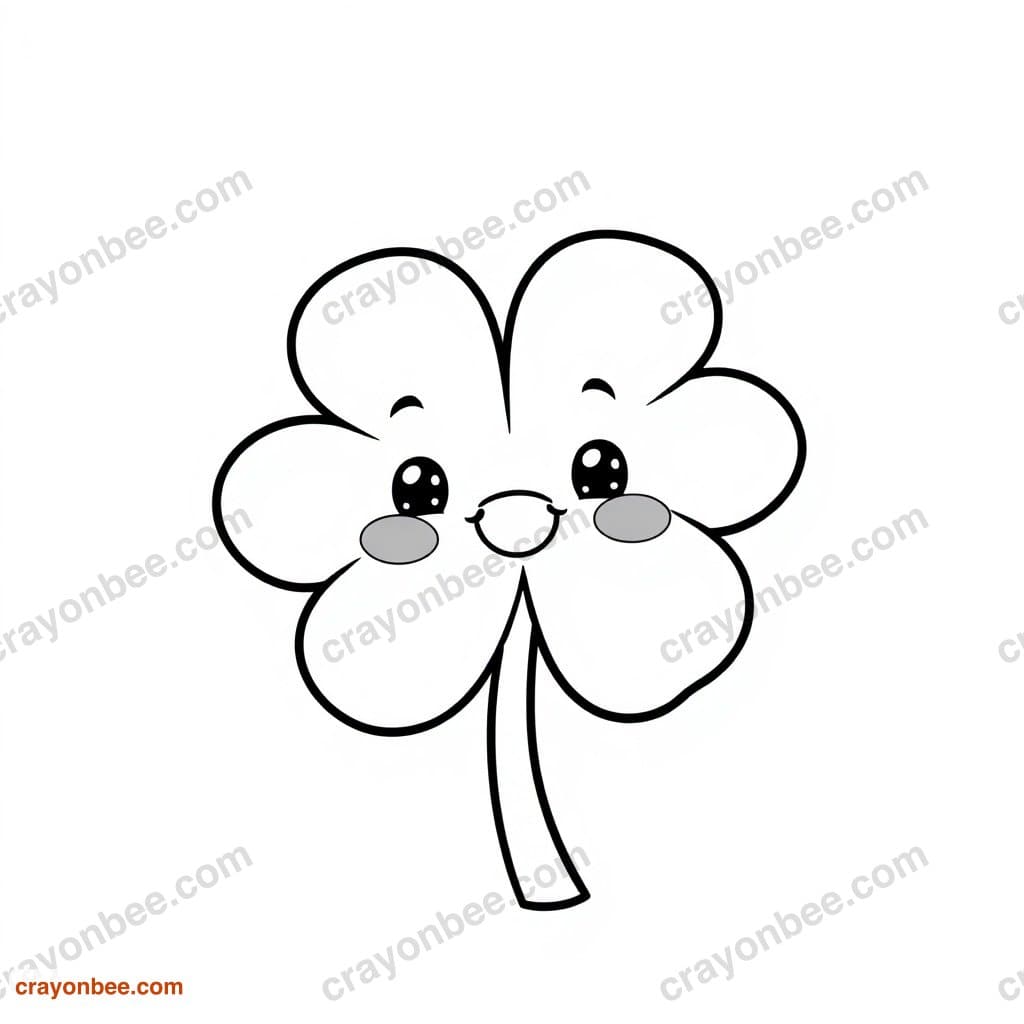 Four Leaf Clover Coloring Page — Free Printable PDF