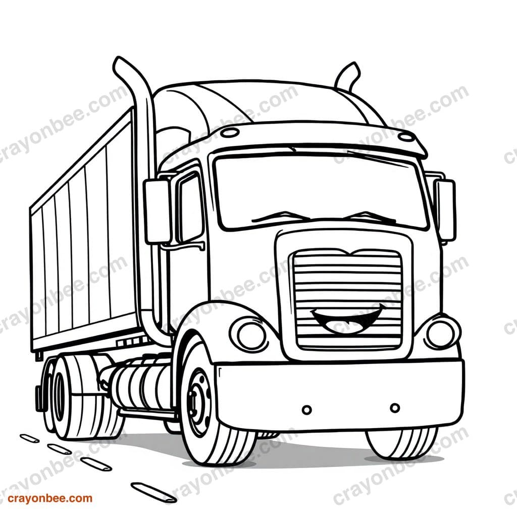 Freight Truck Coloring Page — Free Printable PDF