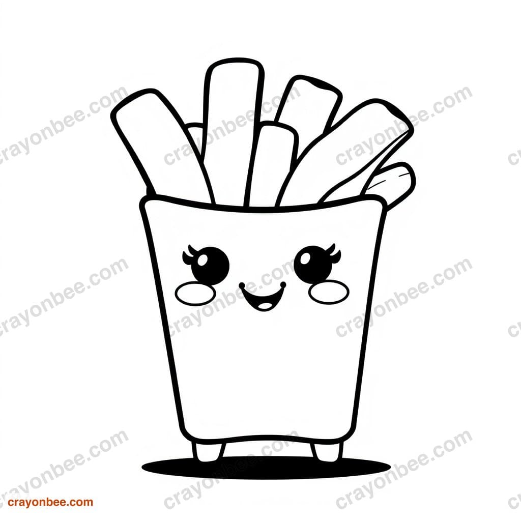 French Fries Coloring Page — Free Printable PDF