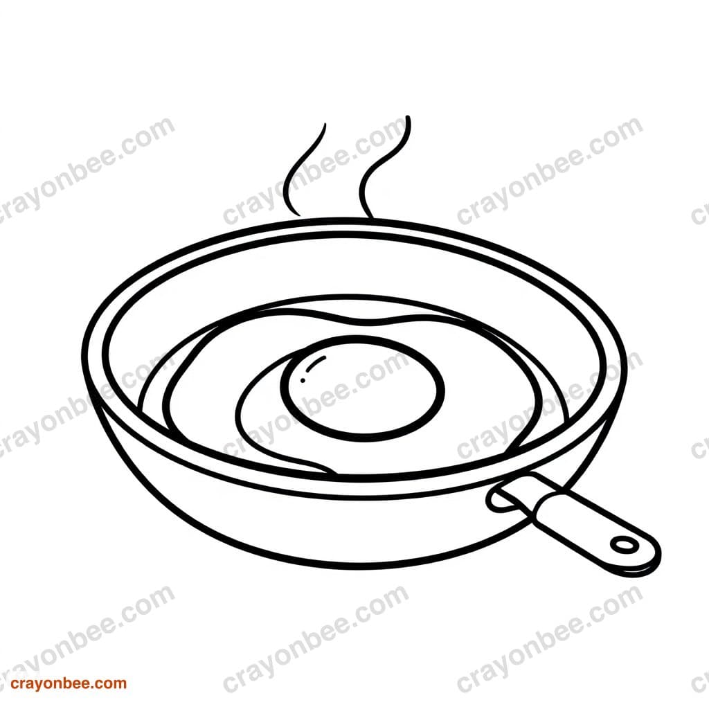 Frying Pan With Egg Coloring Page — Free Printable PDF