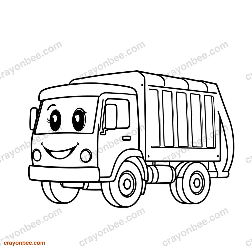 Garbage Truck Coloring Page — Free Printable PDF