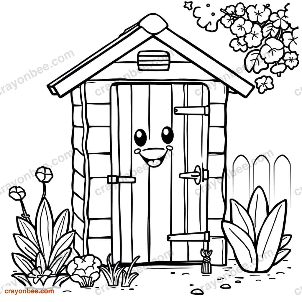 Garden Shed Coloring Page — Free Printable PDF