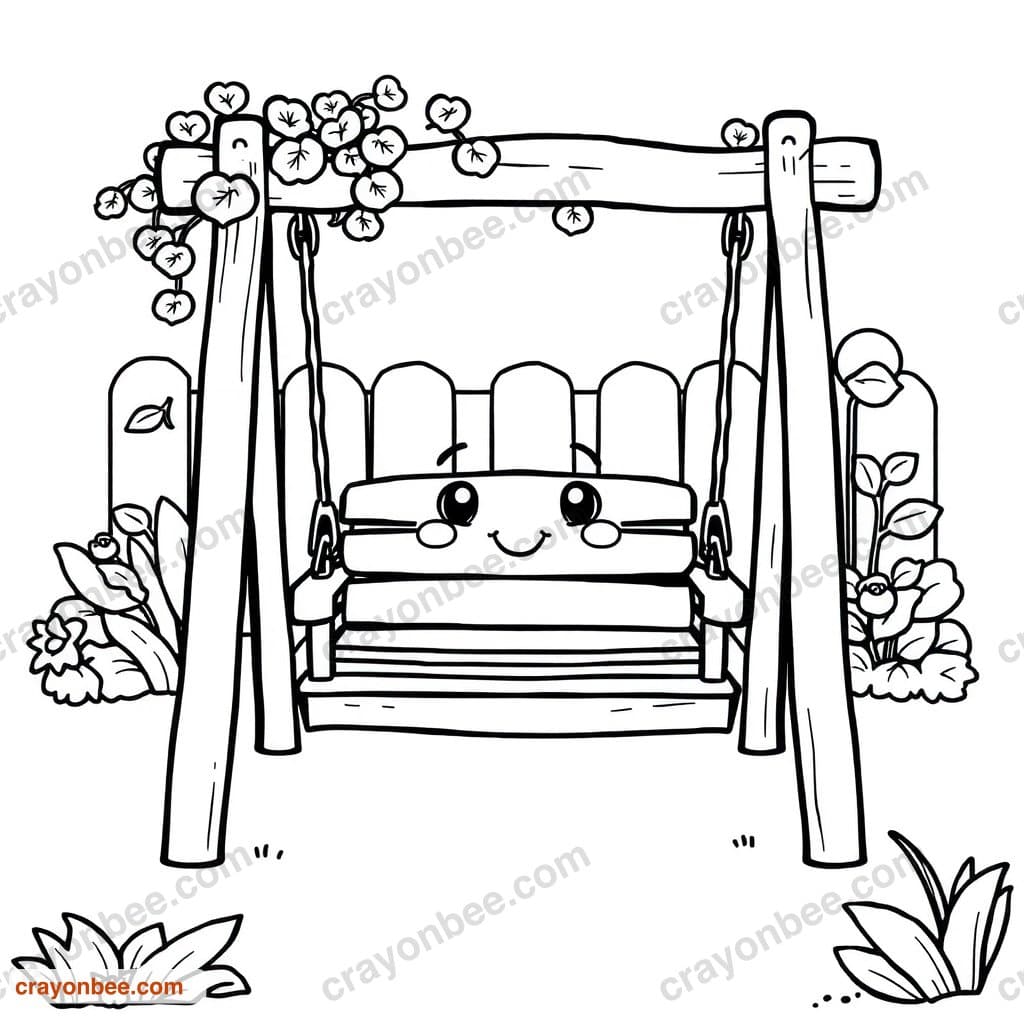 Garden Swing Coloring Page — Free Printable PDF