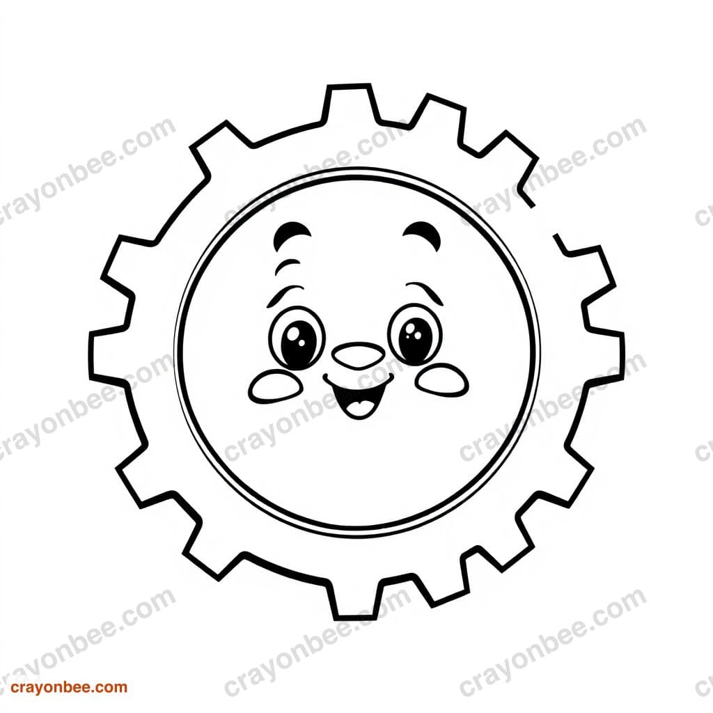 Gear Mechanism Coloring Page — Free Printable PDF