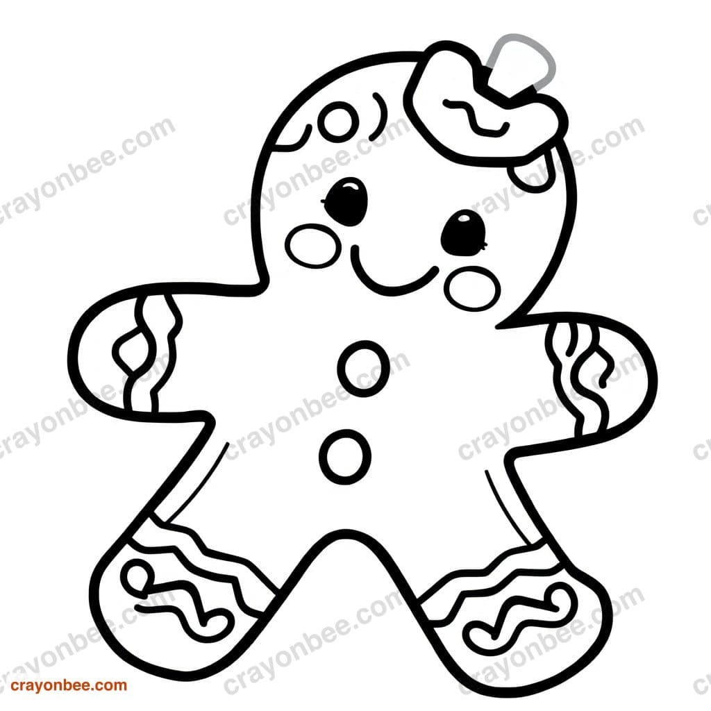 Gingerbread Man Coloring Page — Free Printable PDF