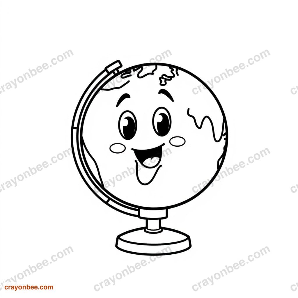 Globe On Stand Coloring Page — Free Printable PDF