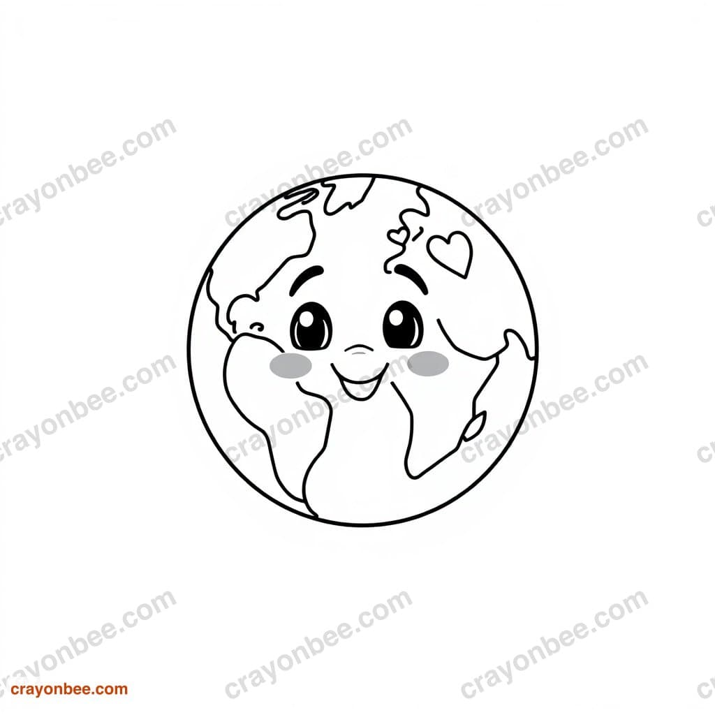 Globe With Hearts Coloring Page — Free Printable PDF