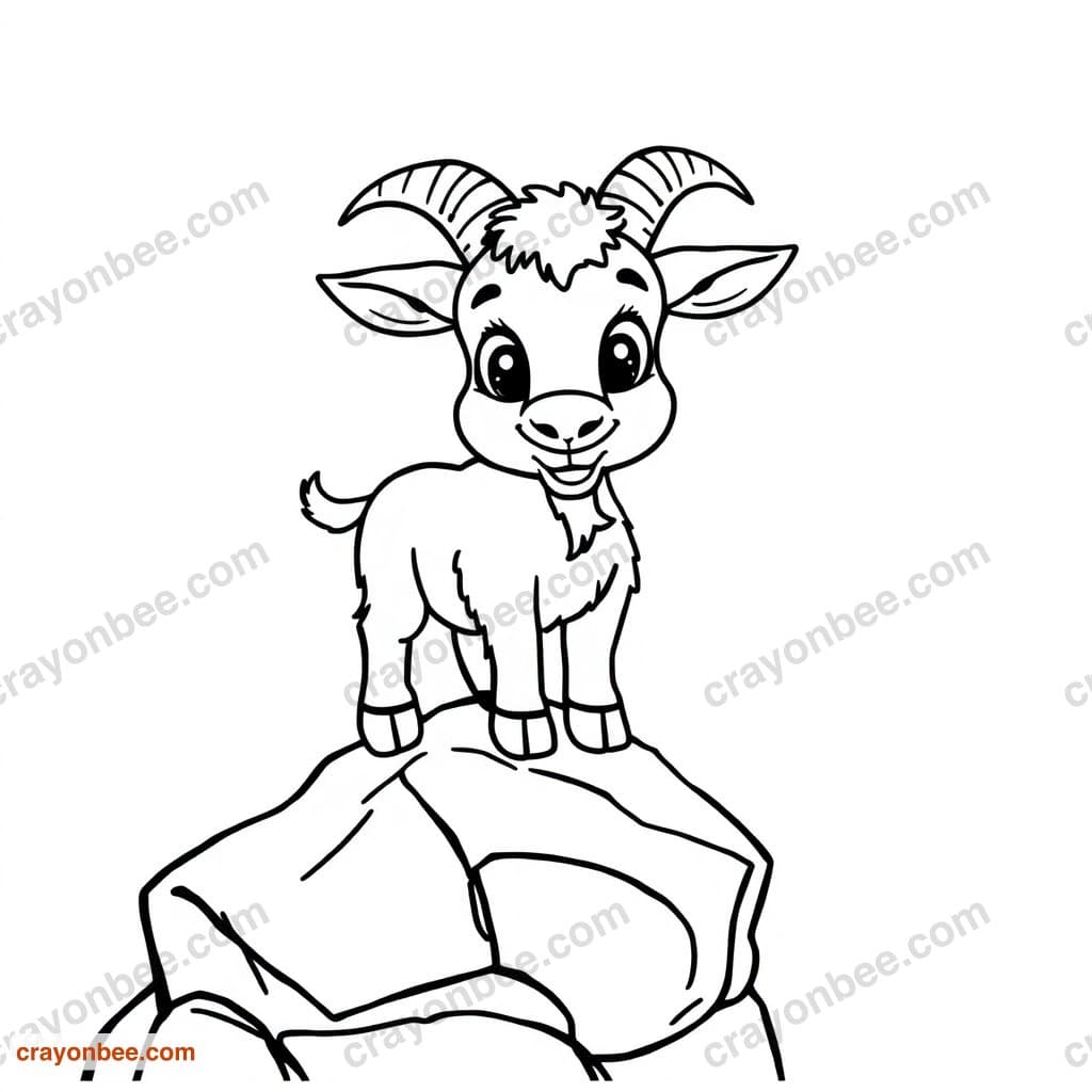 Goat On A Rock Coloring Page — Free Printable PDF
