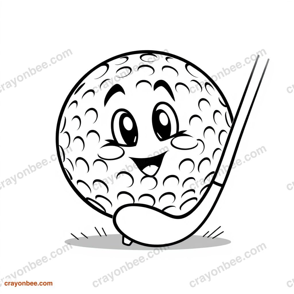Golf Ball And Club Coloring Page — Free Printable PDF