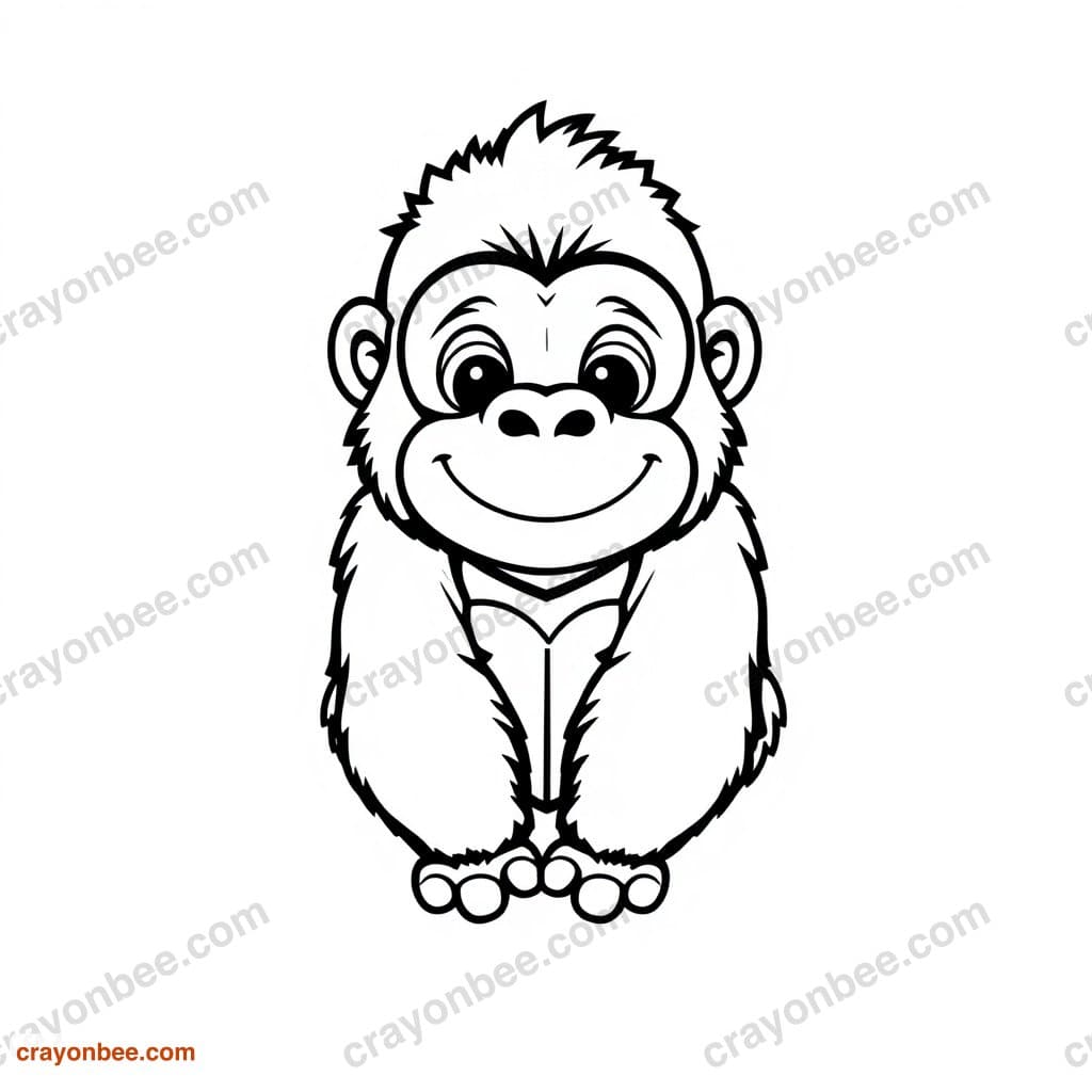 Gorilla Coloring Page — Free Printable PDF