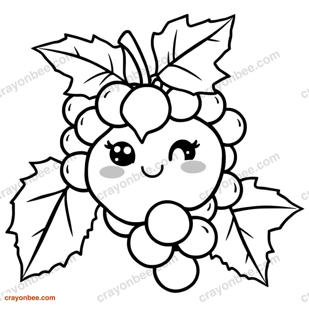 Grapes Coloring Page — Free Printable PDF