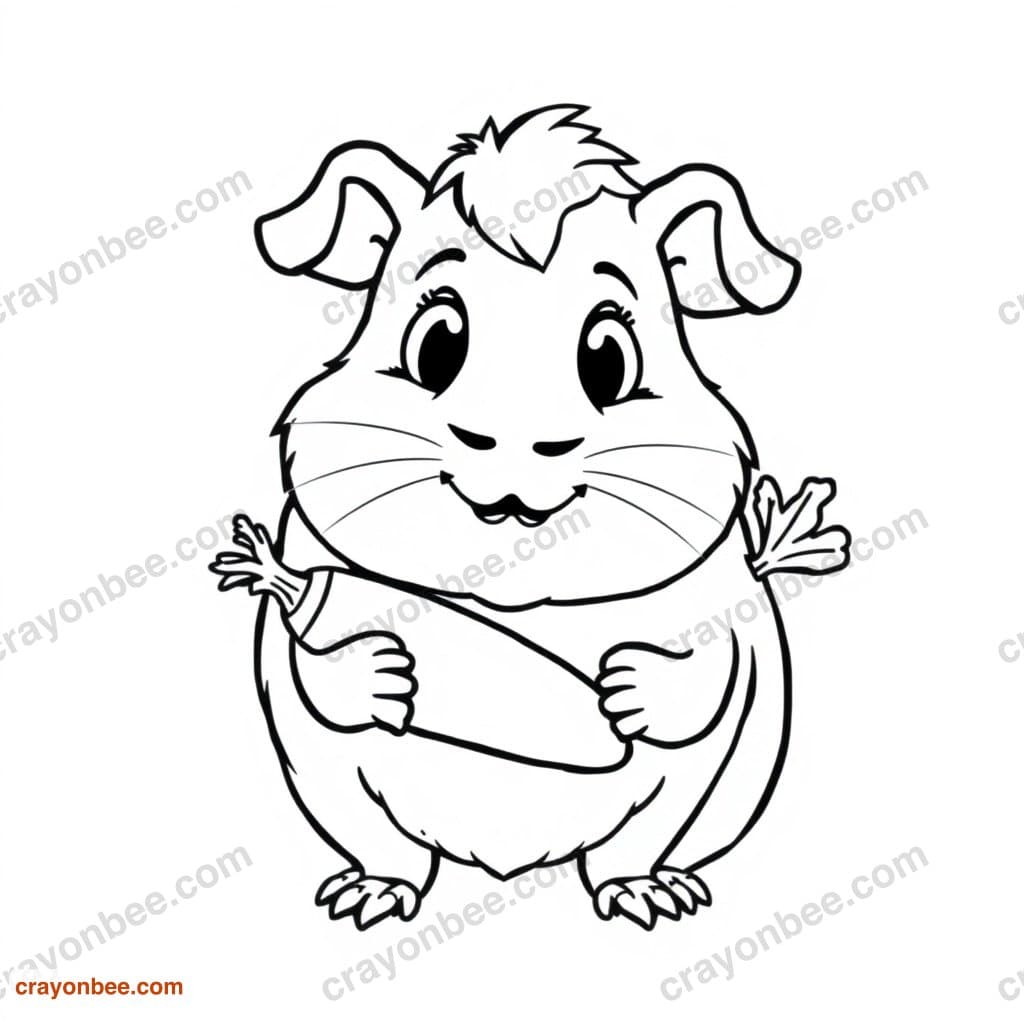 Guinea Pig With Carrot Coloring Page — Free Printable PDF