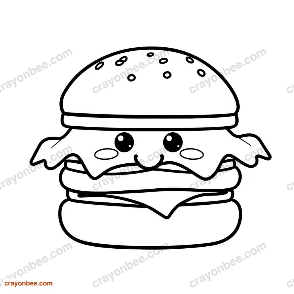 Hamburger Coloring Page — Free Printable PDF