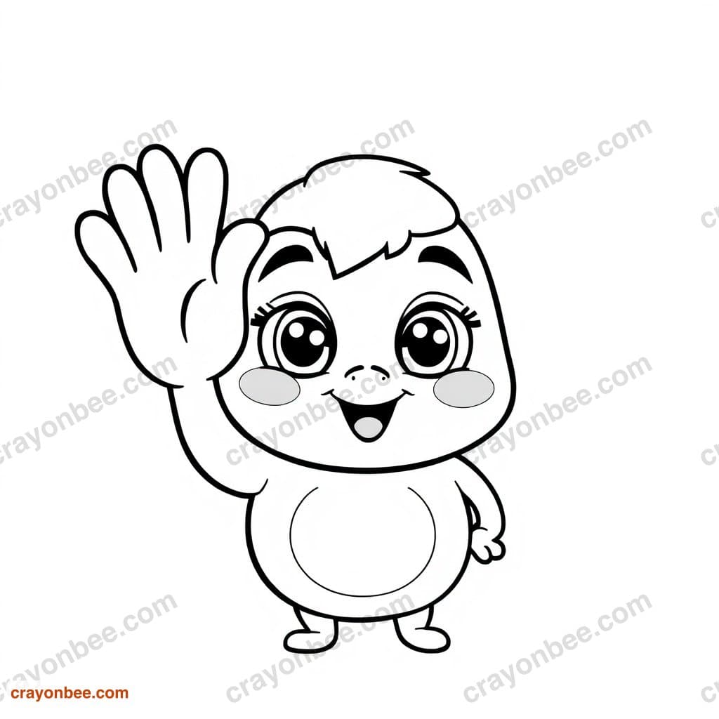 Hand Waving Coloring Page — Free Printable PDF