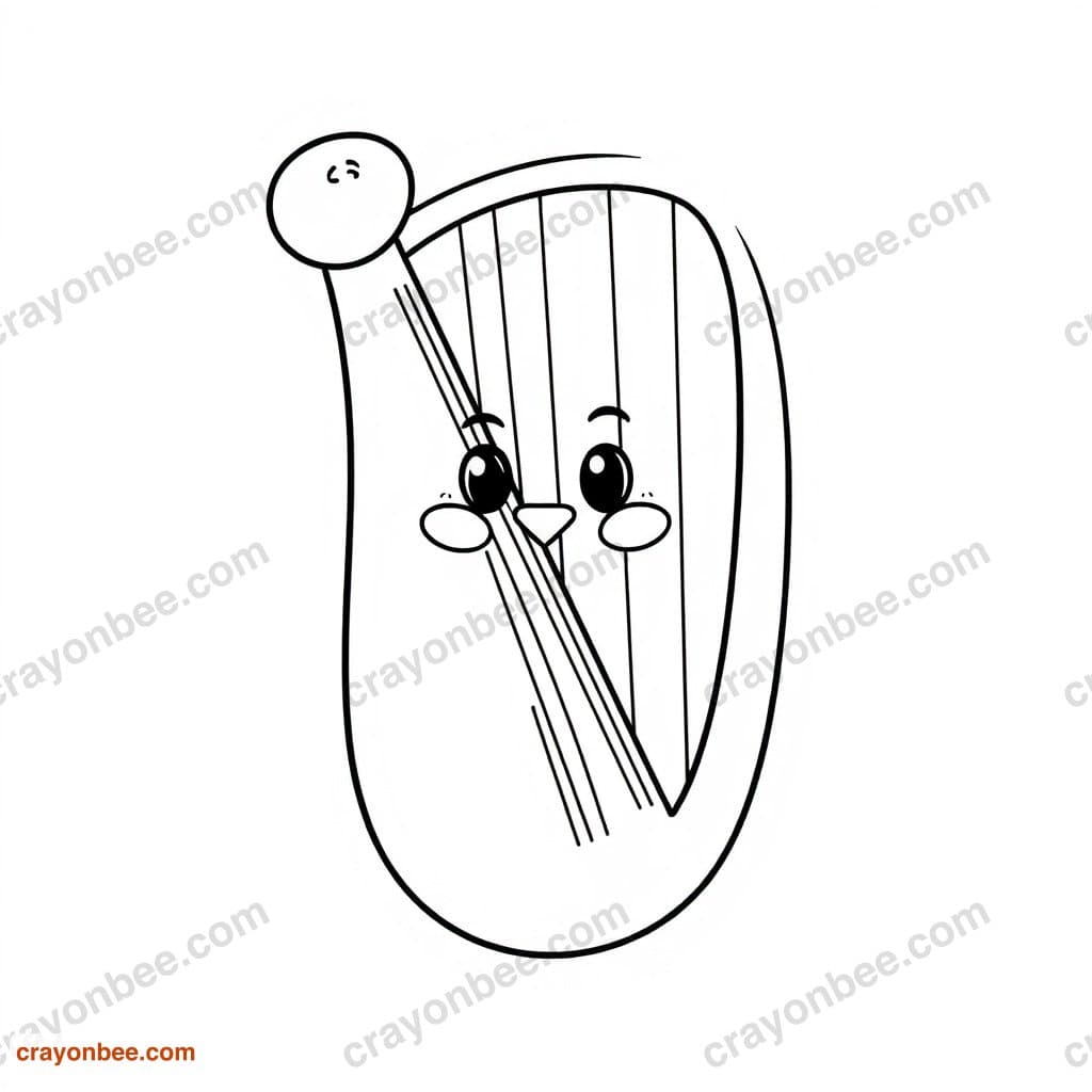 Harp Coloring Page — Free Printable PDF