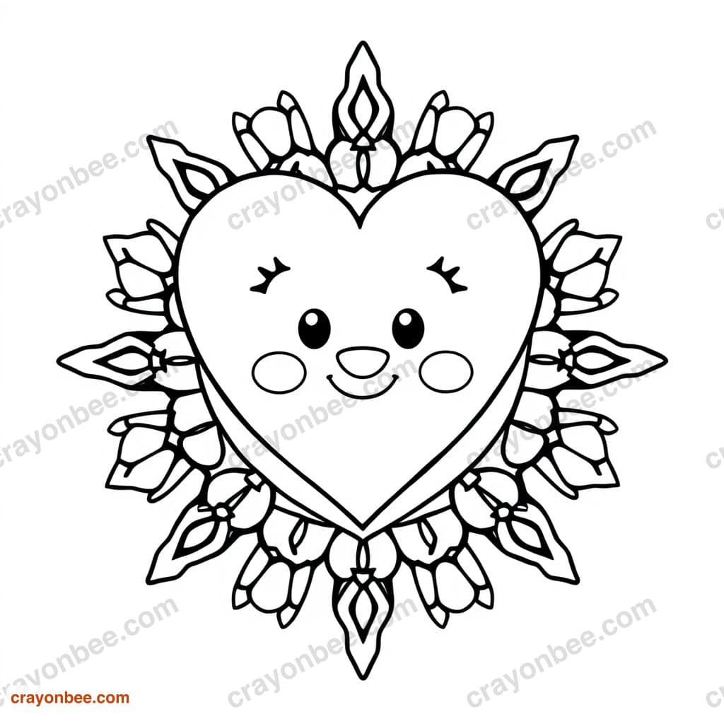 Heart Mandala Coloring Page — Free Printable PDF