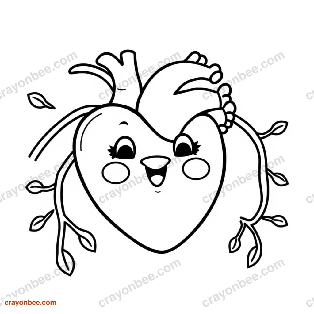 Heart Organ Simple Coloring Page — Free Printable PDF