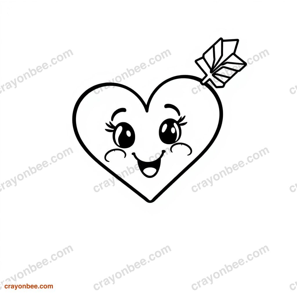 Heart With Arrow Coloring Page — Free Printable PDF