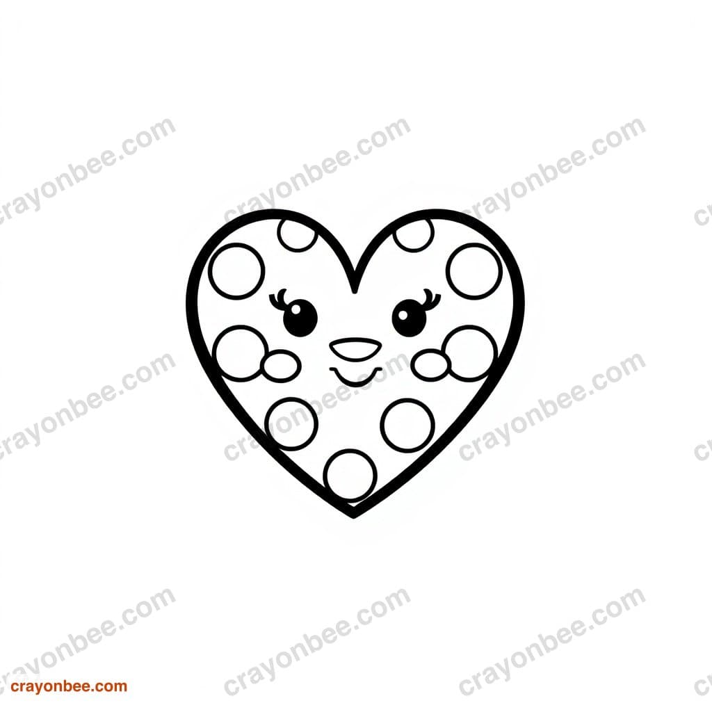 Heart With Polka Dots Coloring Page — Free Printable PDF