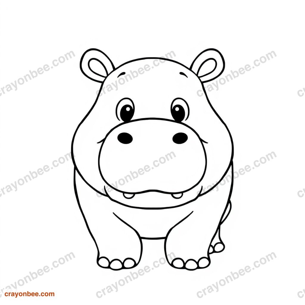 Hippopotamus Coloring Page — Free Printable PDF