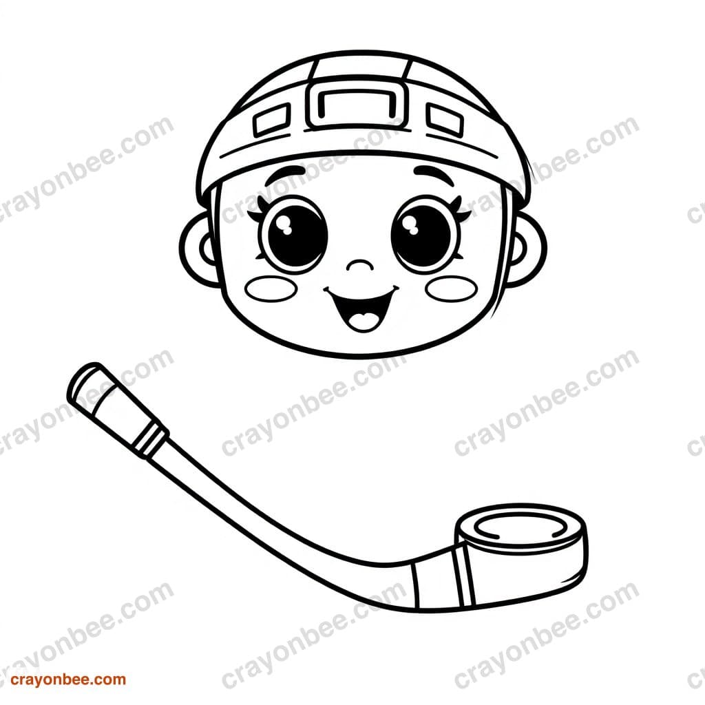 Hockey Stick And Puck Coloring Page — Free Printable PDF