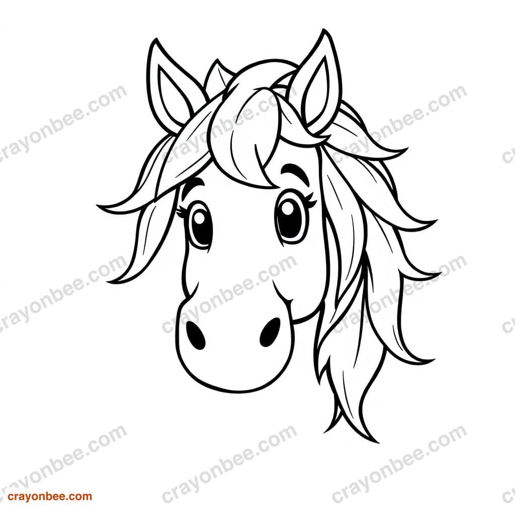 Horse With Mane Coloring Page — Free Printable PDF