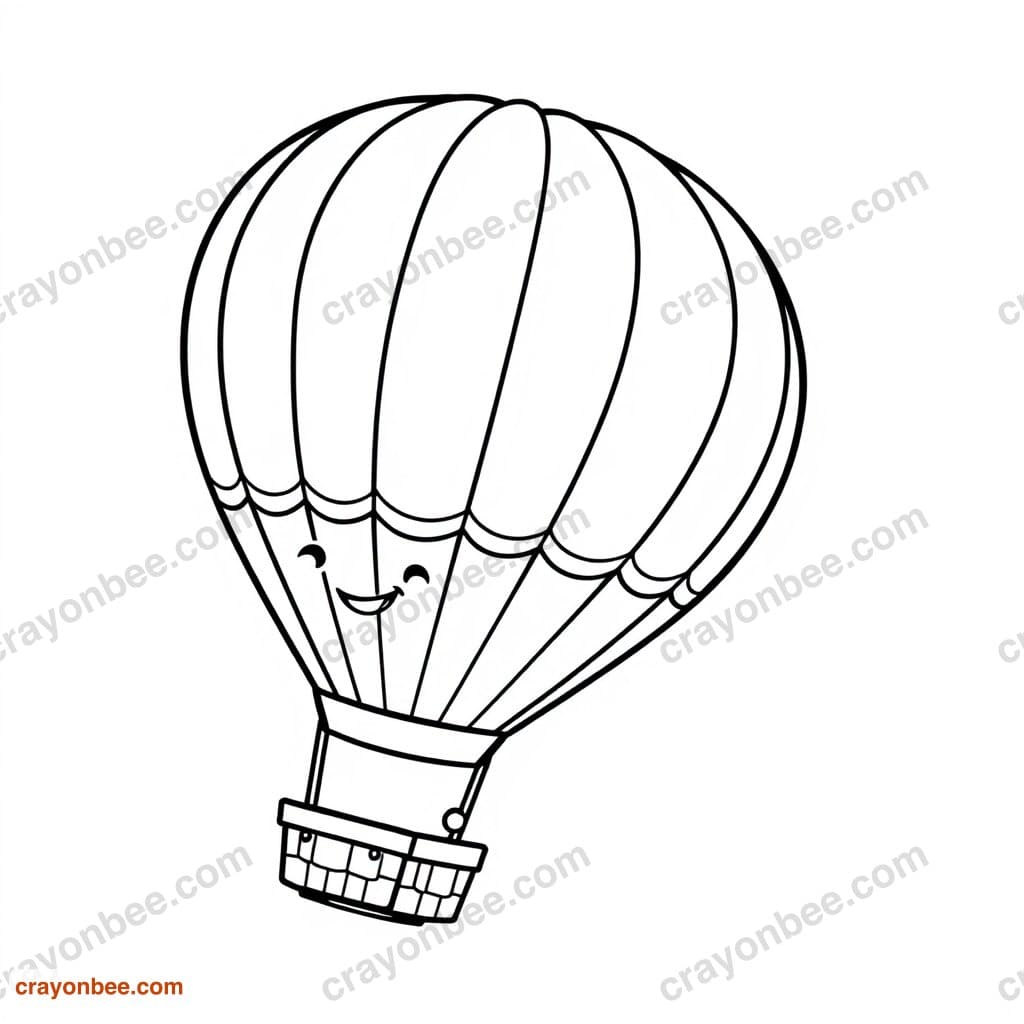 Hot Air Balloon Coloring Page — Free Printable PDF