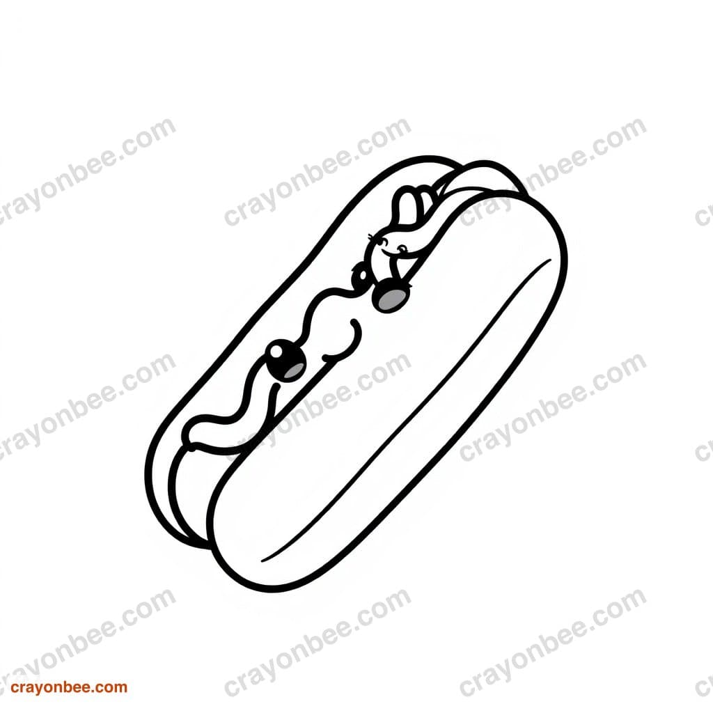 Hot Dog Coloring Page — Free Printable PDF
