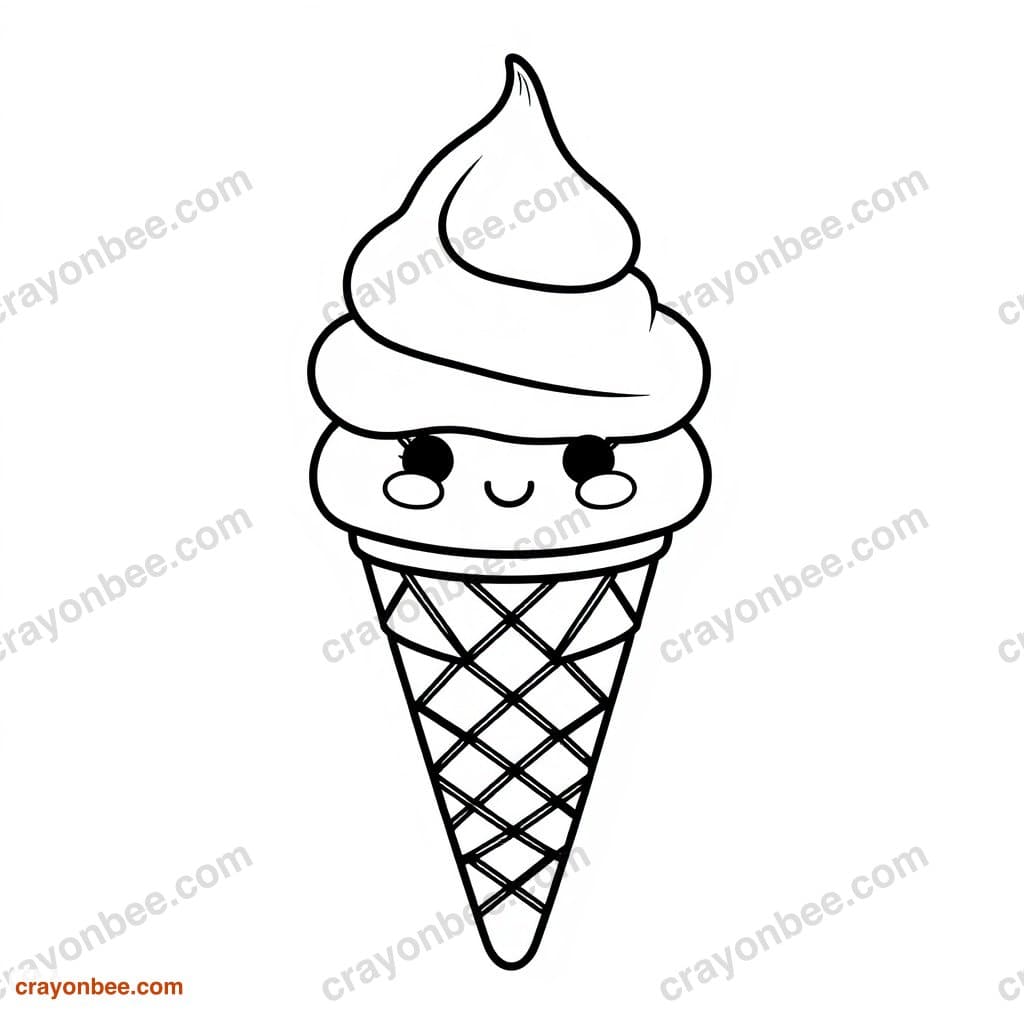 Ice Cream Cone Coloring Page — Free Printable PDF