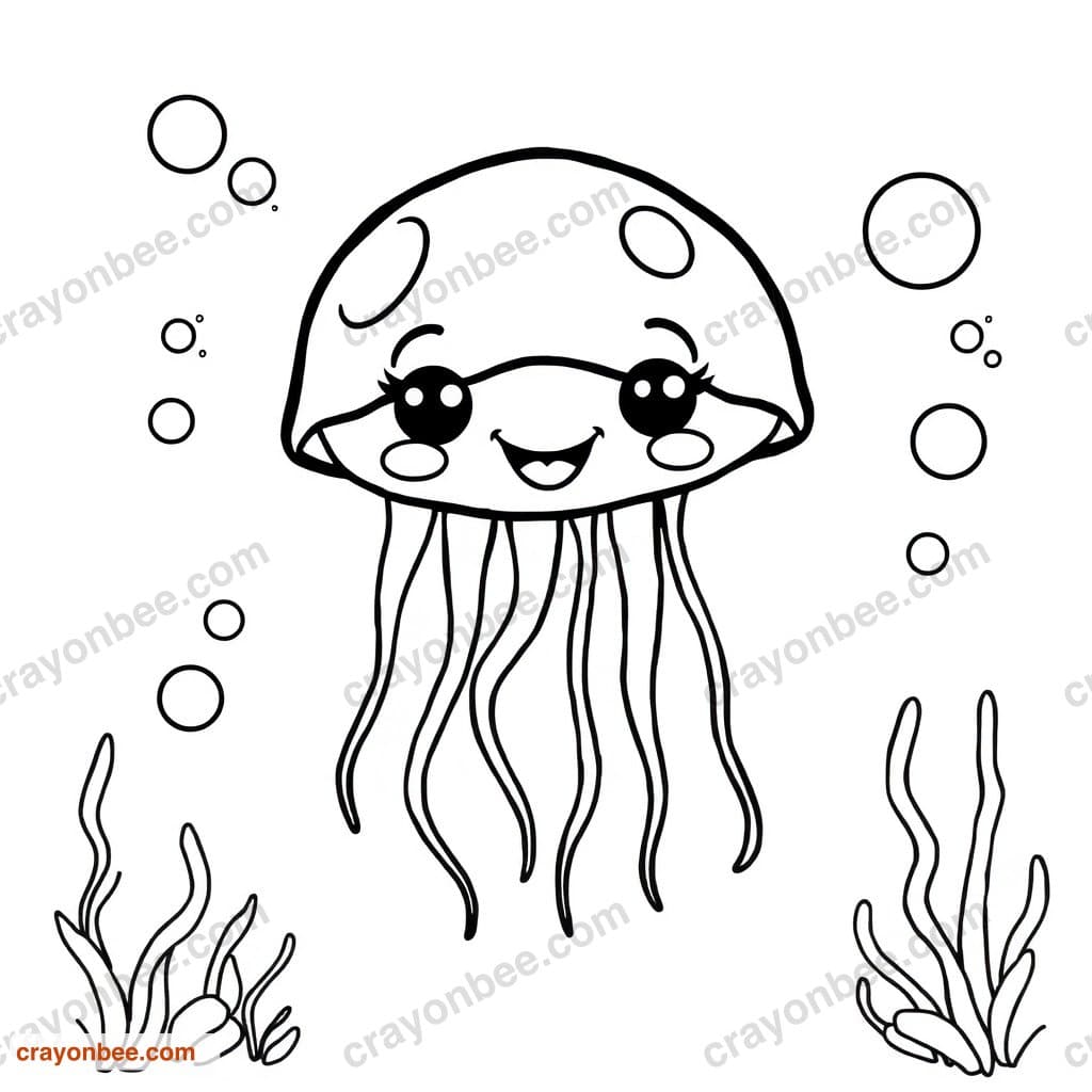 Jellyfish Coloring Page — Free Printable PDF