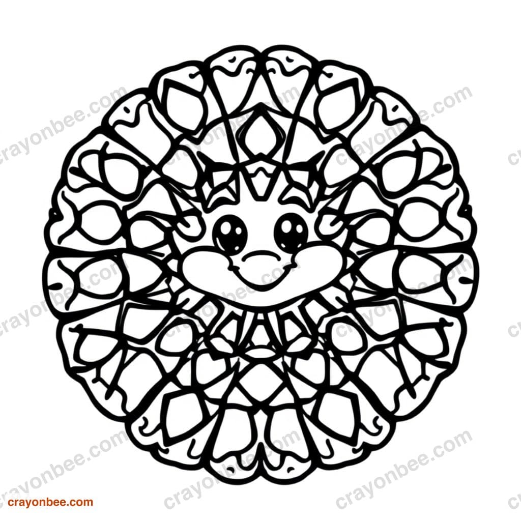 Kaleidoscope Pattern Coloring Page — Free Printable PDF