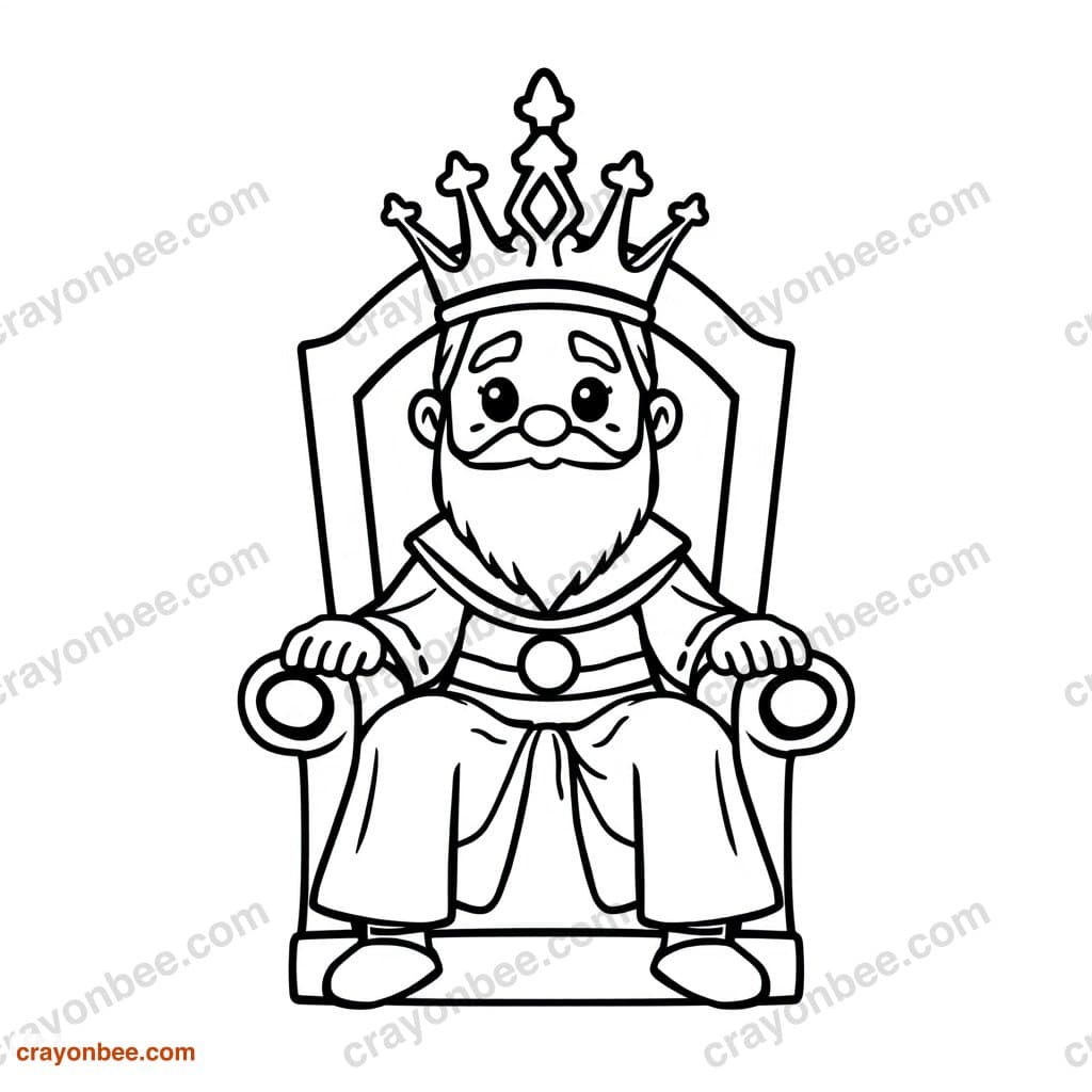 King On Throne Coloring Page — Free Printable PDF