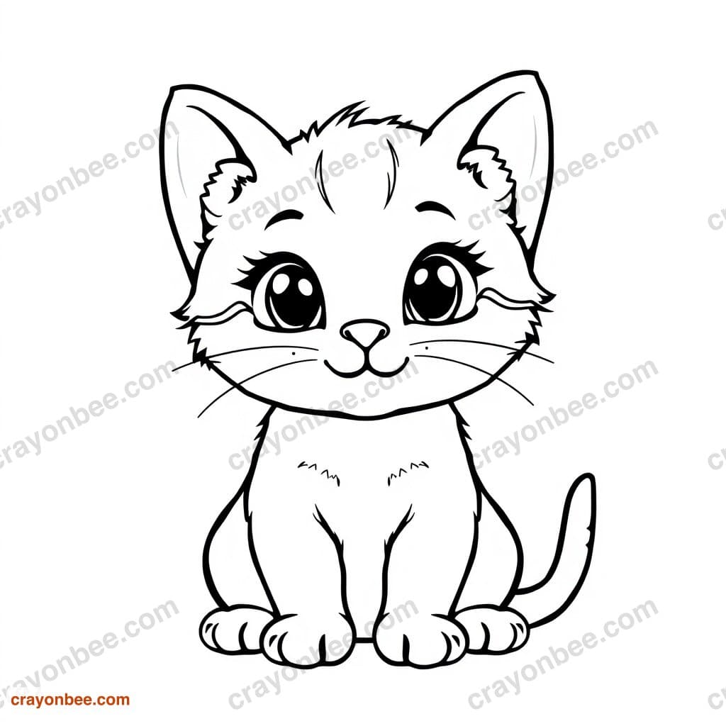 Kitten Coloring Page — Free Printable PDF