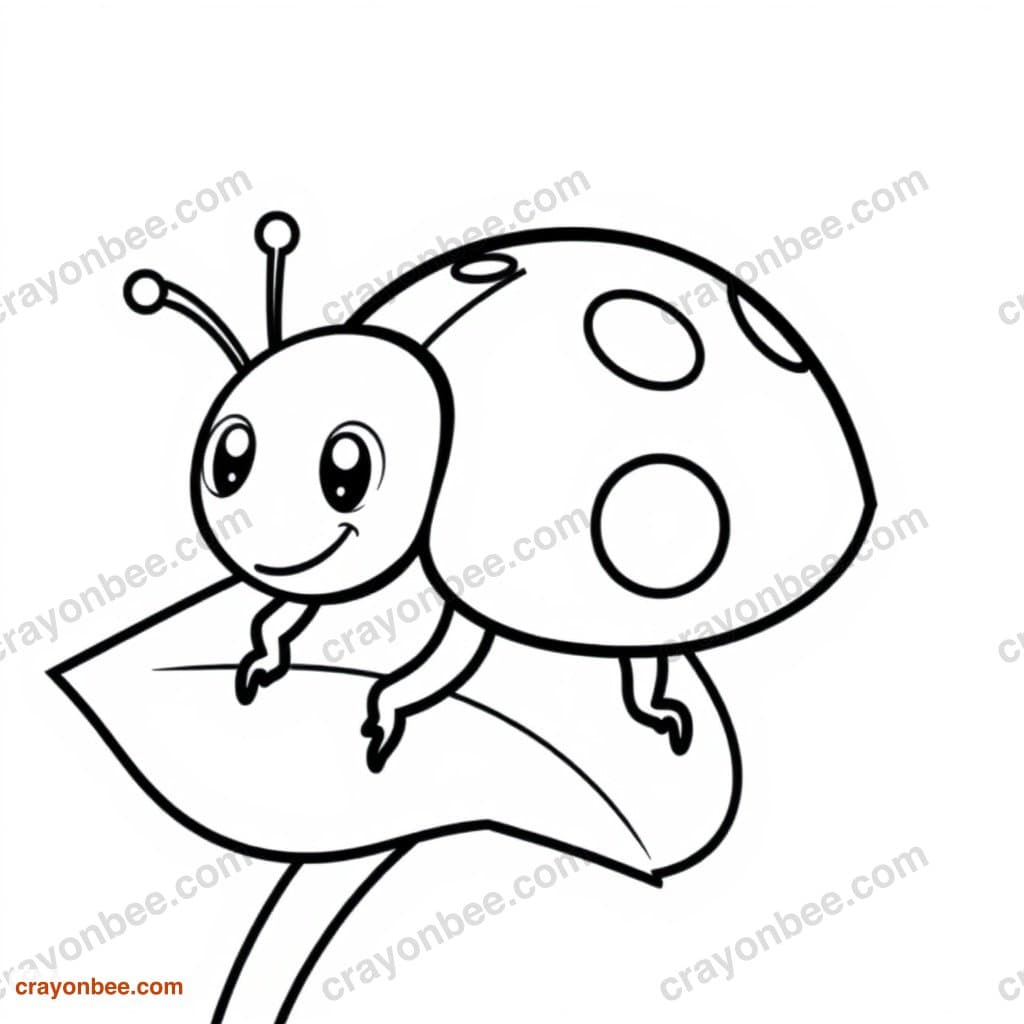 Ladybug On Leaf Coloring Page — Free Printable PDF