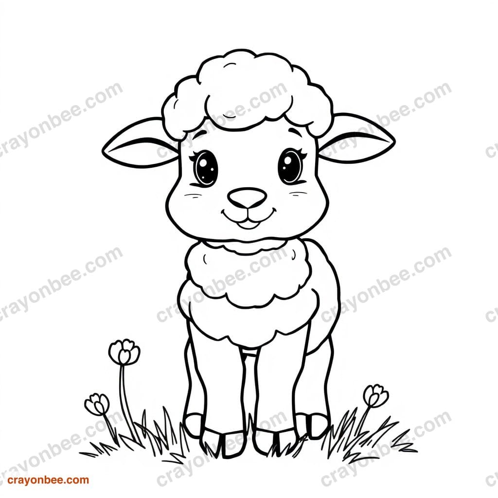 Lamb Spring Coloring Page — Free Printable PDF