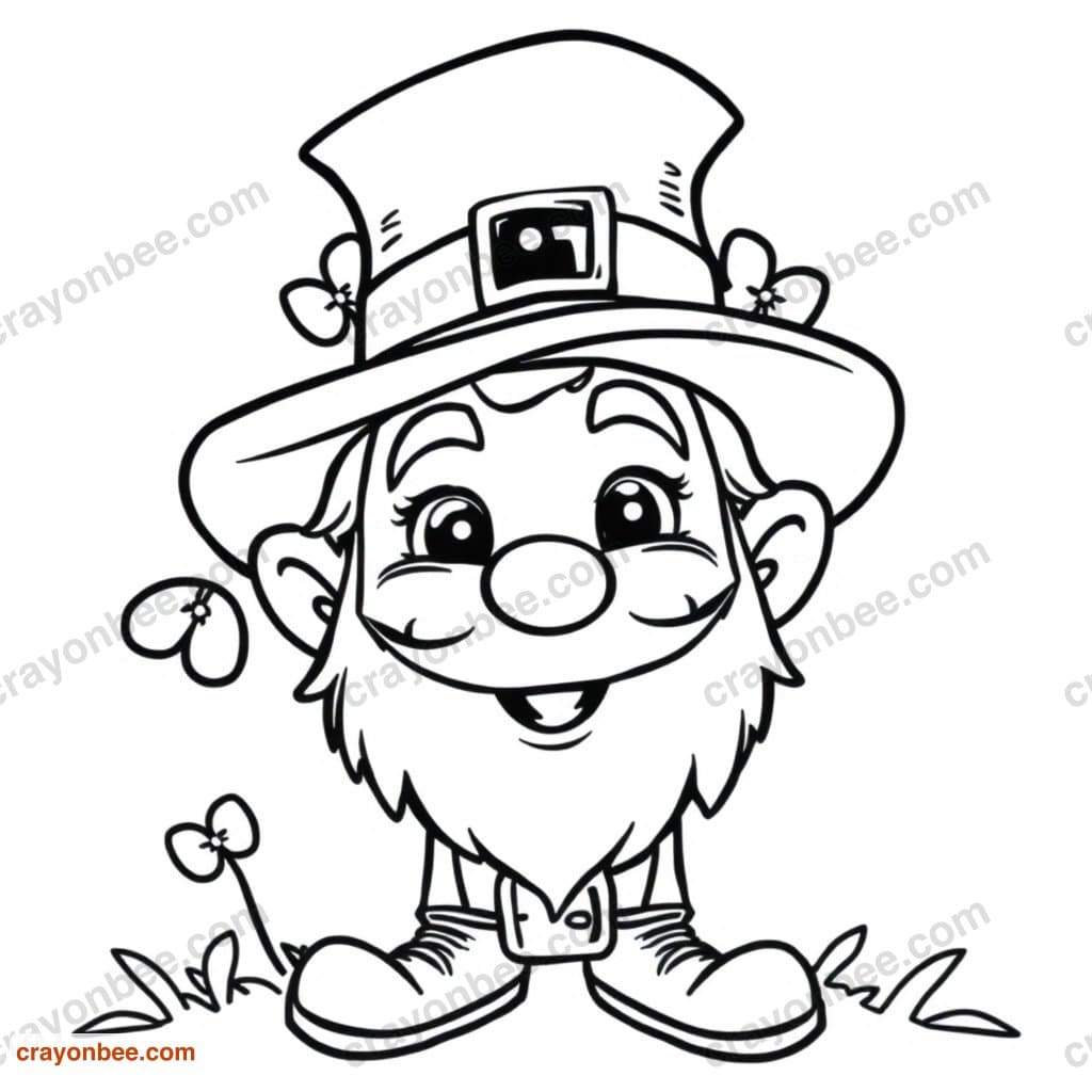 Leprechaun Friendly Coloring Page — Free Printable PDF