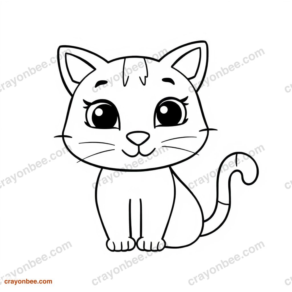 Letter C With Cat Coloring Page — Free Printable PDF